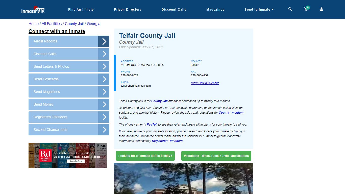 Telfair County Jail - Inmate Locator - McRae, GA