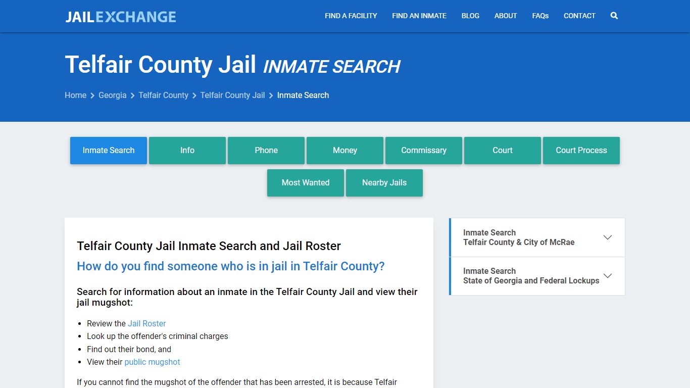 Inmate Search: Roster & Mugshots - Telfair County Jail, GA